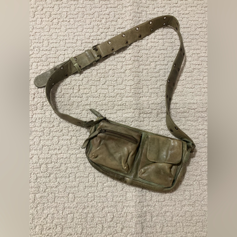 Free People green leather belt bag